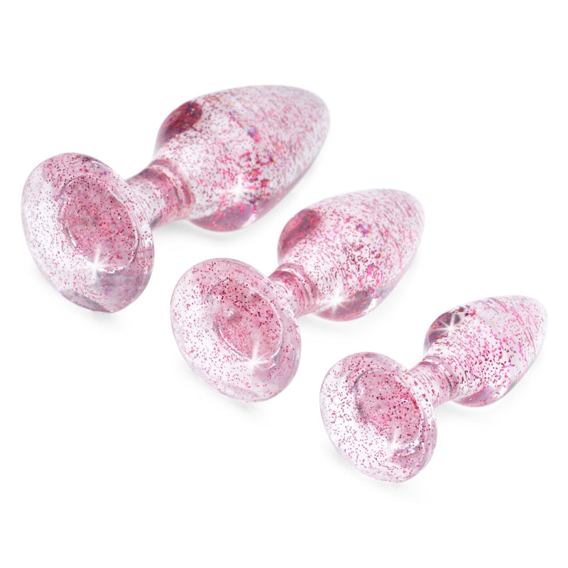 Glitter Gem Anal Plug Set - Pink - Anal Toys & Stimulators