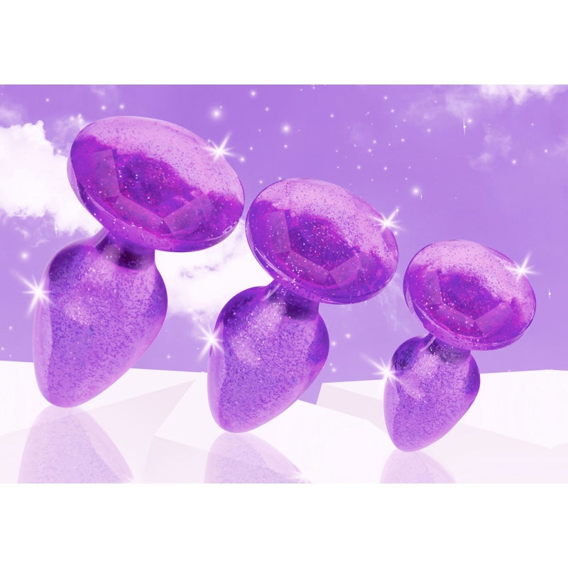 Glitter Gem Anal Plug Set - Purple - Anal Toys & Stimulators