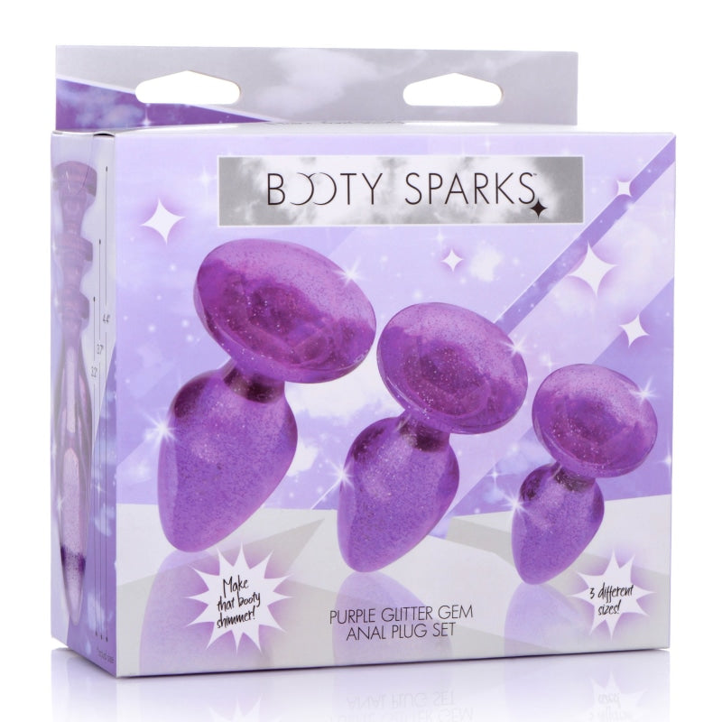 Glitter Gem Anal Plug Set - Purple - Anal Toys & Stimulators