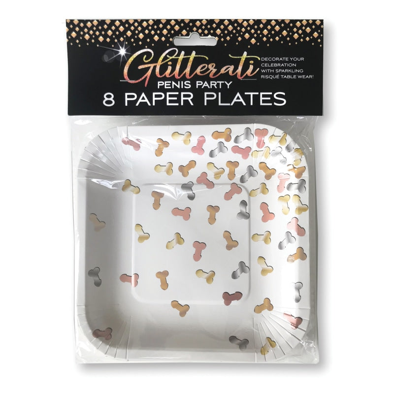 Glitterati Penis Party Paper Plates - 8 Count - Party Supplies