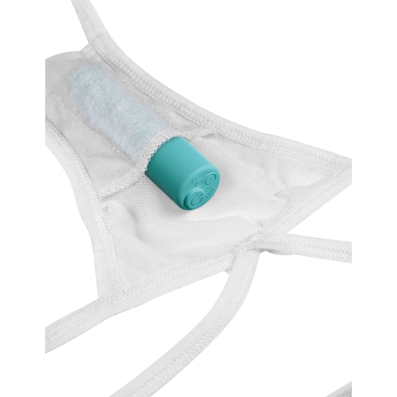 Hookup Panties Remote Bow-Tie G-String - White - Small - Large - Anal Toys & Stimulators