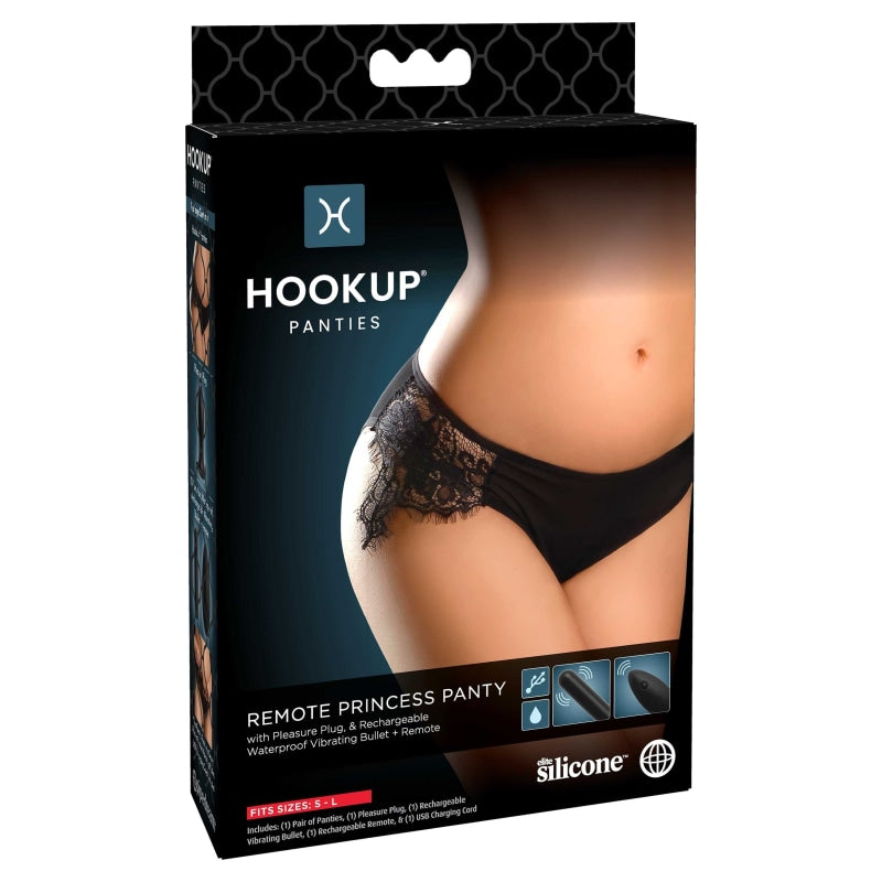 Hookup Panties Remote Princess Panty - Black - Small - Large - Anal Toys & Stimulators