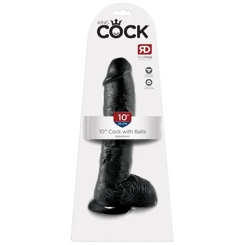 King Cock 10-Inch Cock With Balls - Black - MyPleasure