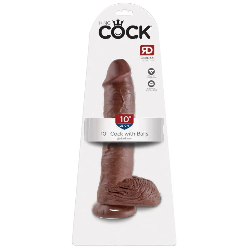 King Cock 10-Inch Cock With Balls - Brown - MyPleasure
