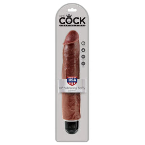 King Cock 10" Vibrating Stiffy Brown - MyPleasure
