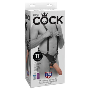 King Cock 11" Hollow Strap on Suspender System - Flesh - MyPleasure