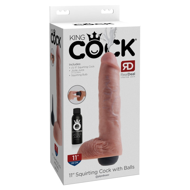 King Cock 11 Inch Squirting Cock With Balls - Flesh