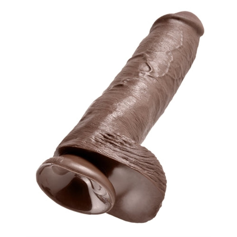 King Cock 11 Inch Cock With Balls - Brown