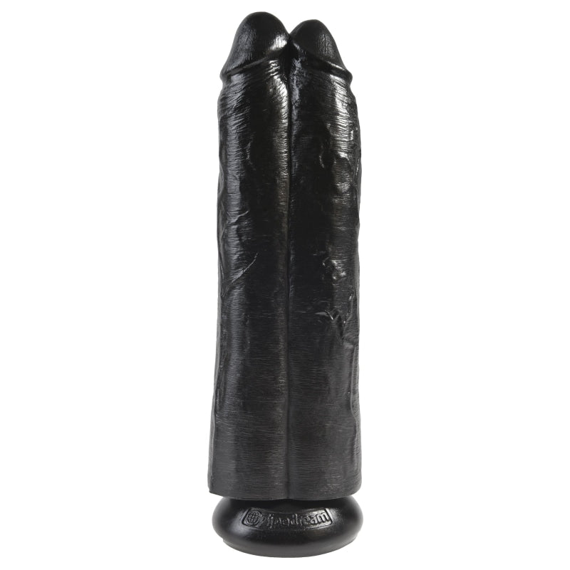 King Cock 11" Two Cocks One Hole - Black