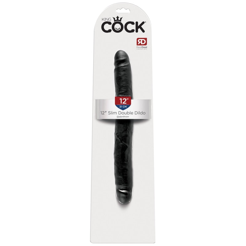 King Cock 12 Inch Slim Double Dildo - Black