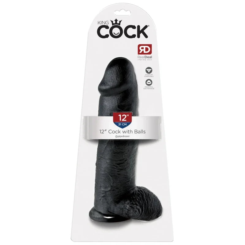 King Cock 12 Inch Cock With Balls - Black - MyPleasure
