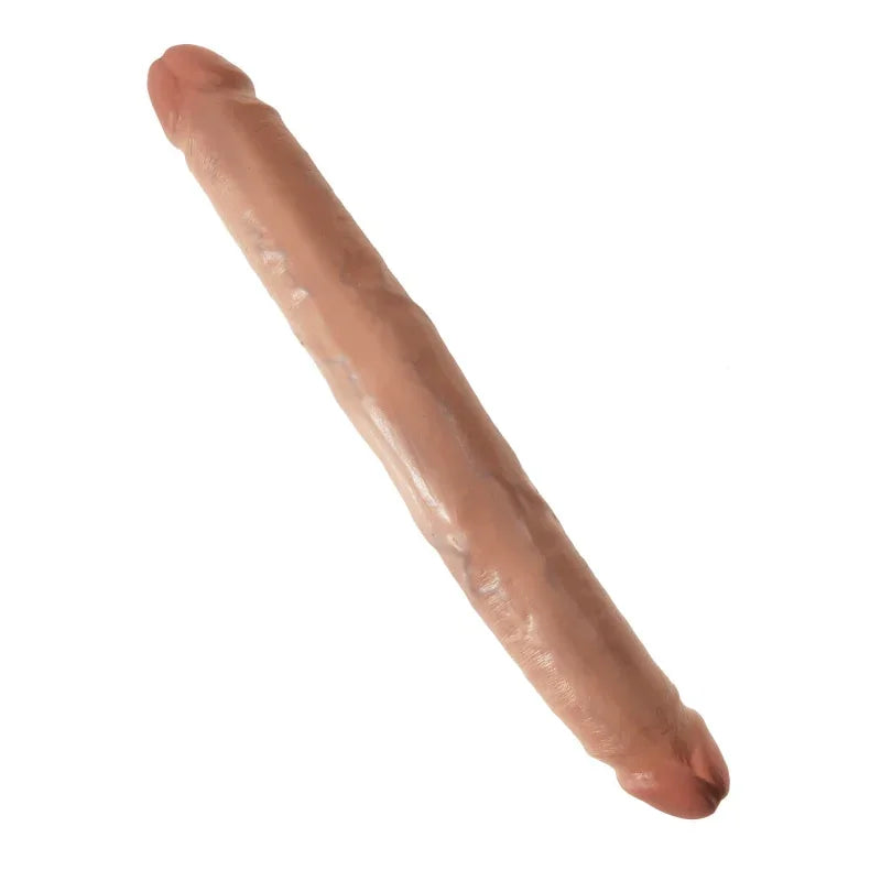 King Cock 12" Slim Double Dildo - Tan - MyPleasure