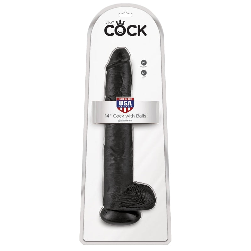 King Cock 14" Cock With Balls - Black