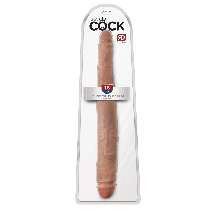 King Cock  16" Tapered Double Dildo - Tan