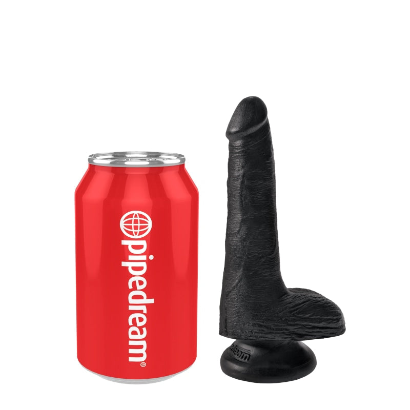 King Cock 6" Cock With Balls - Black
