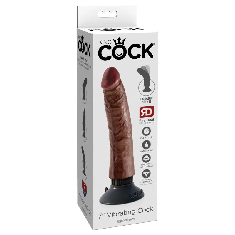 King Cock 7-Inch Vibrating Cock - Brown - MyPleasure