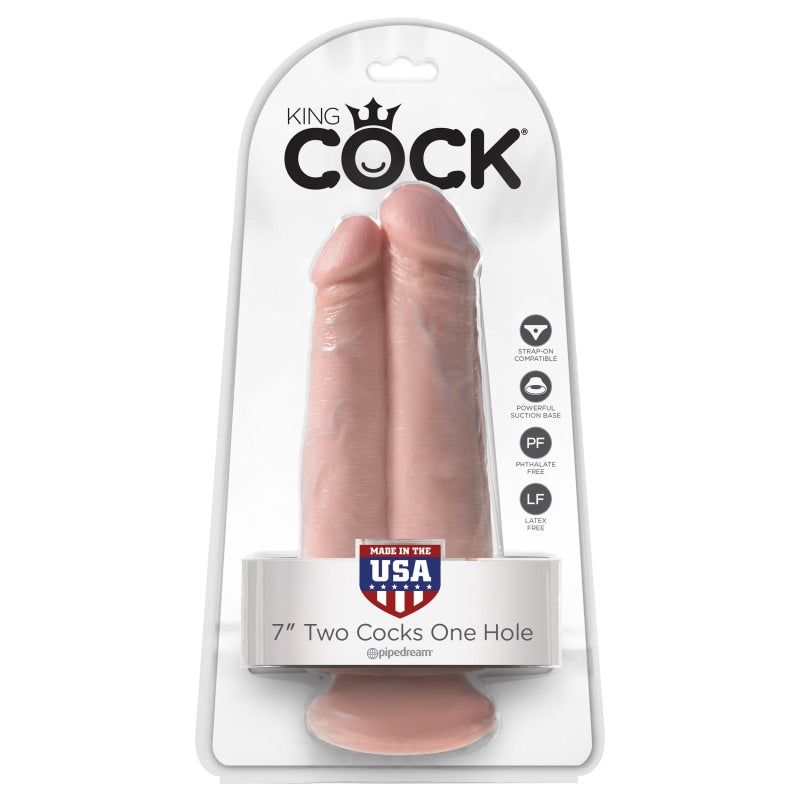 King Cock 7" Two Cocks One Hole - Light