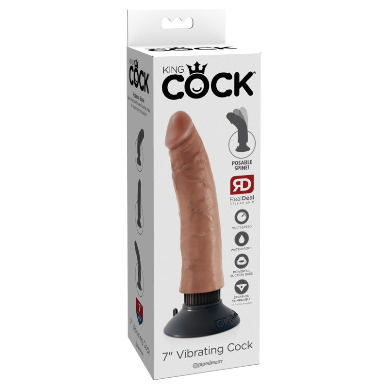 King Cock 7" Vibrating Cock - Tan