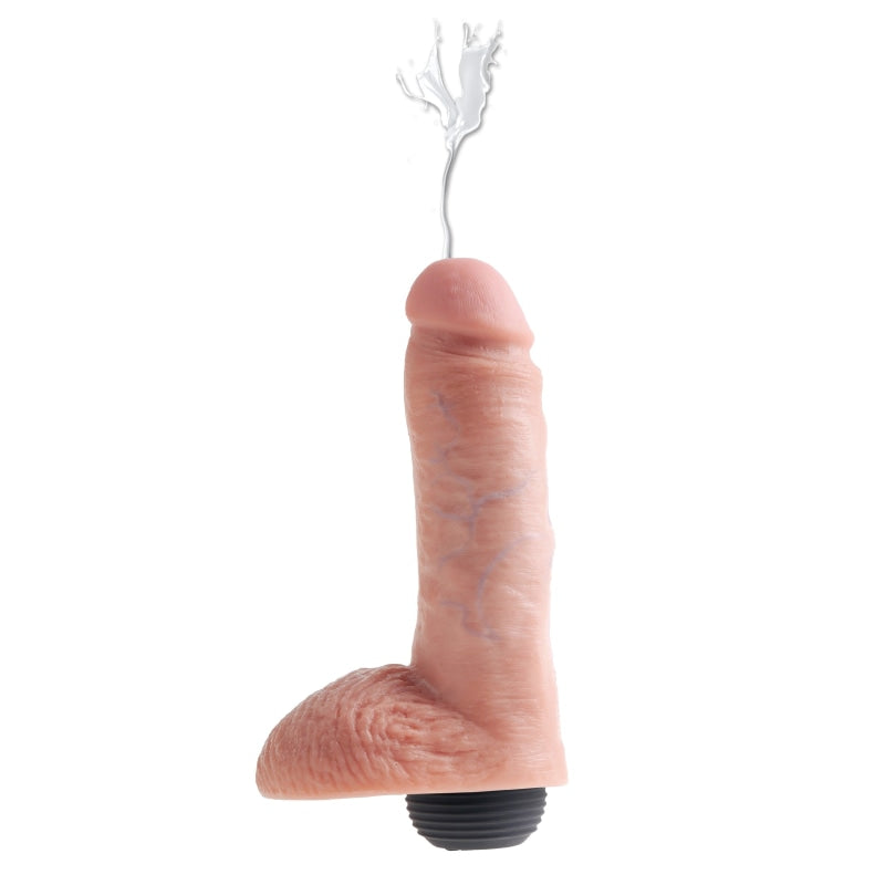 King Cock 8 Inch Squirting Cock With Balls - Flesh