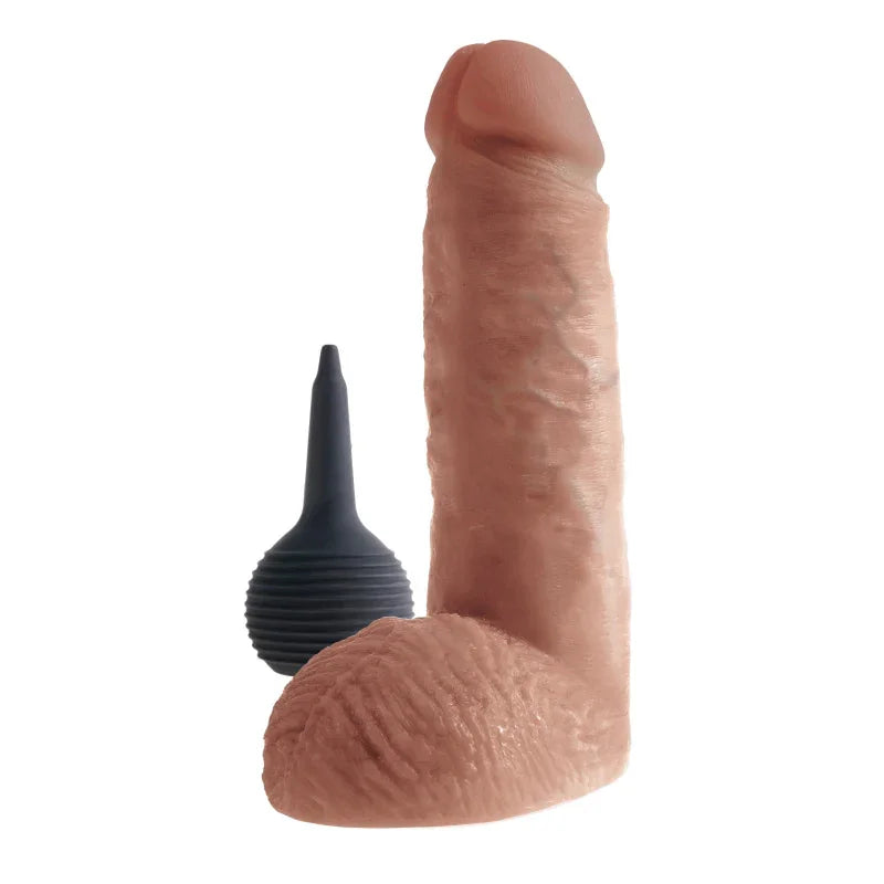 King Cock 8" Squirting Cock With Balls -Tan - MyPleasure