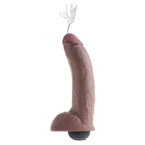 King Cock 9 Inch Squirting Cock With Balls - Brown - MyPleasure