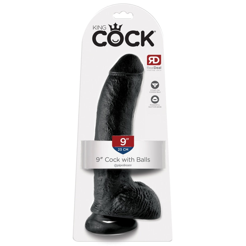 King Cock 9-Inch Cock With Balls - Black