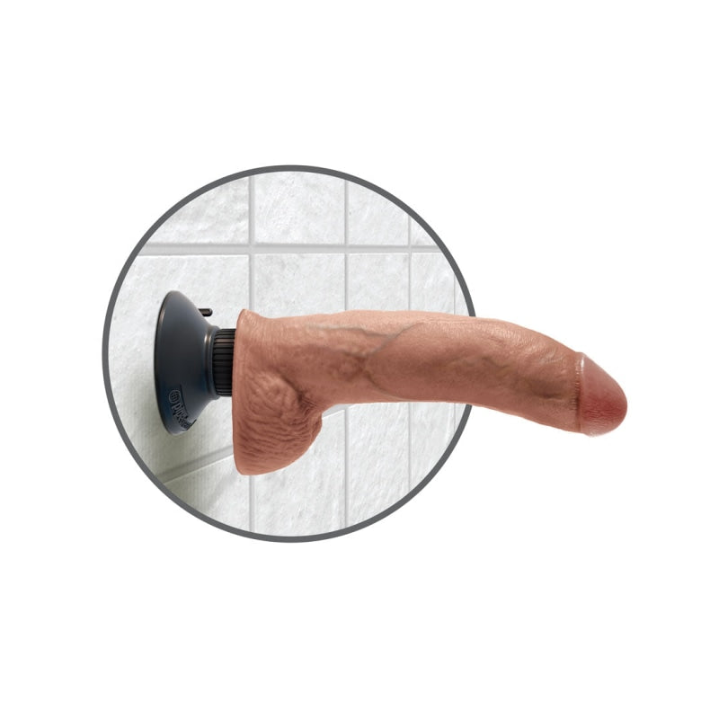 King Cock 9" Vibrating Cock With Balls - Tan