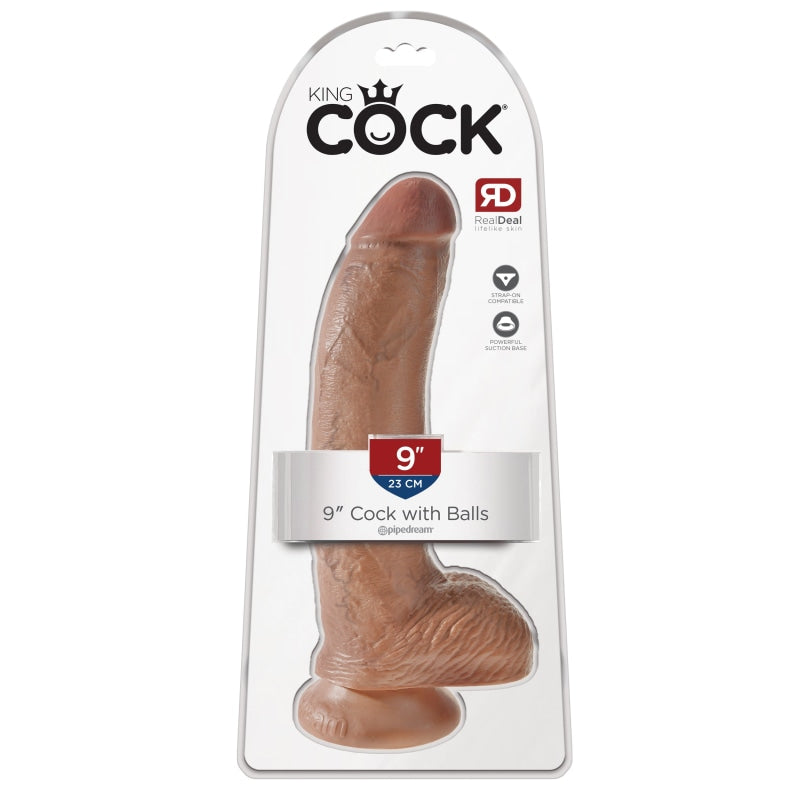 King Cock  9" Cock With Balls - Tan