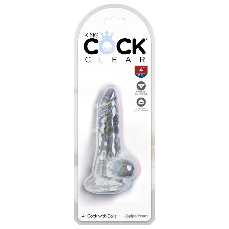 King Cock Clear 4" Cock With Balls - MyPleasure
