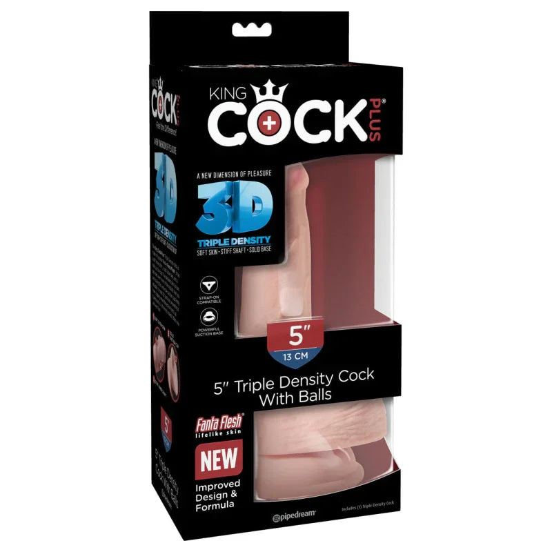 King Cock Plus Triple Density 5" Cock With Balls - Flesh - MyPleasure