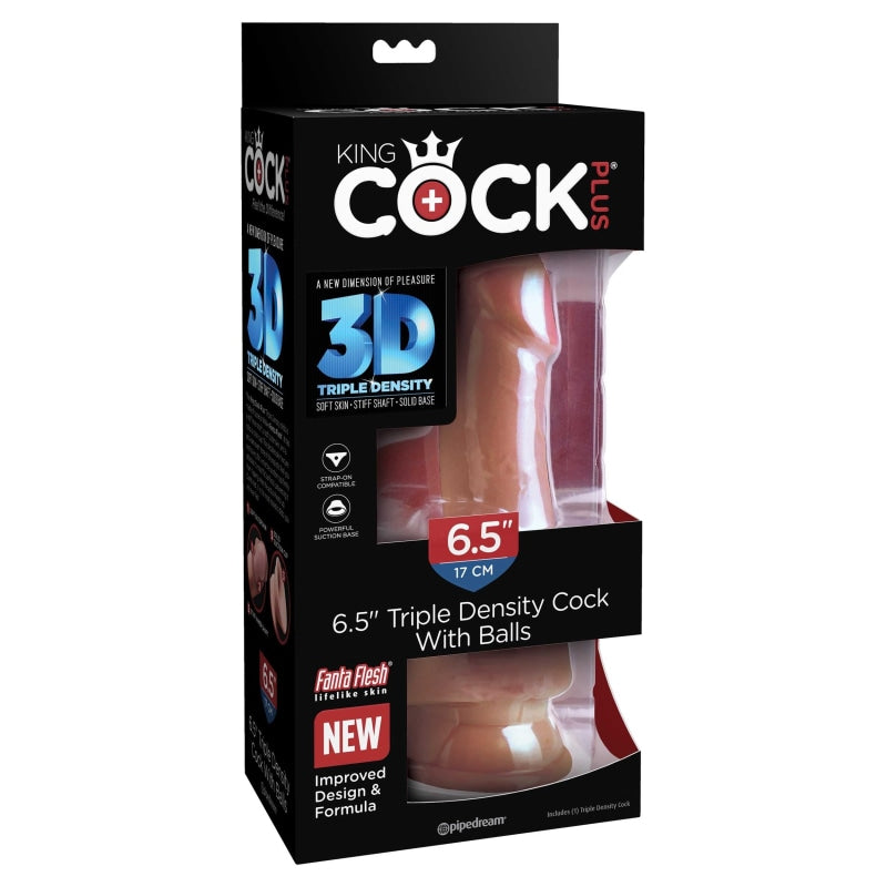 King Cock Plus Triple Density 6.5 Inch Cock With Balls - Tan - Dildos & Dongs