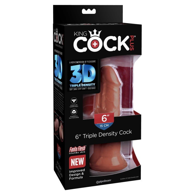 King Cock Plus Triple Density 6 Inch Cock - Brown - Dildos & Dongs