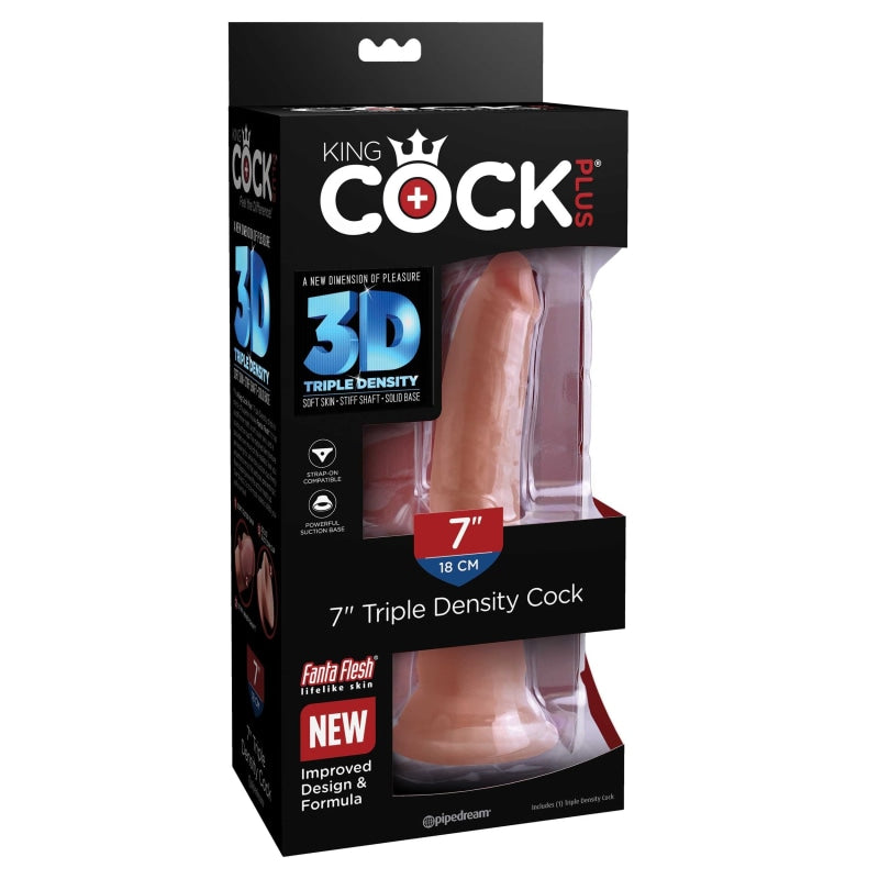 King Cock Plus Triple Density 7 Inch Cock - Tan - Dildos & Dongs