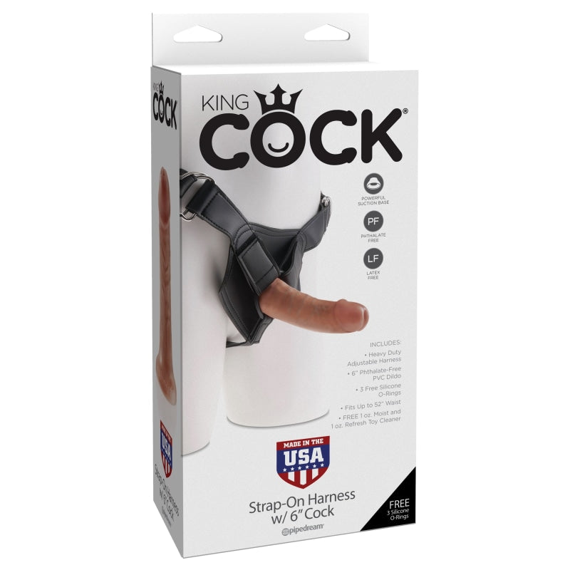King Cock Strap on Harness With 6 Inch Cock - Tan