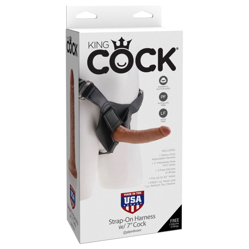 King Cock Strap-on Harness With 7" Cock - Tan