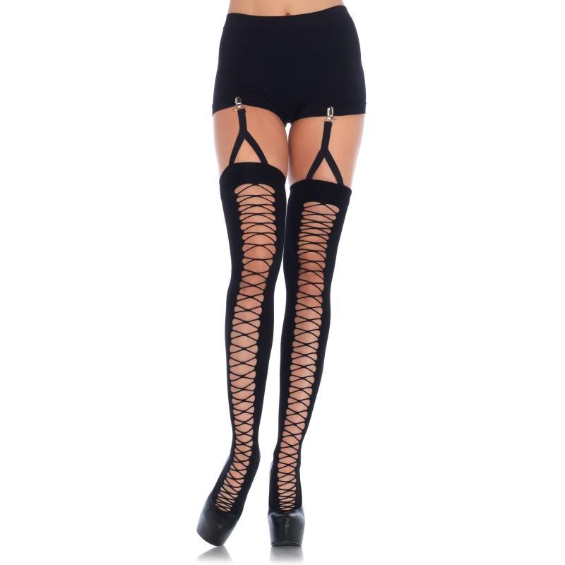 Lace Up Illusion Thigh Highs - One Size LA-6635