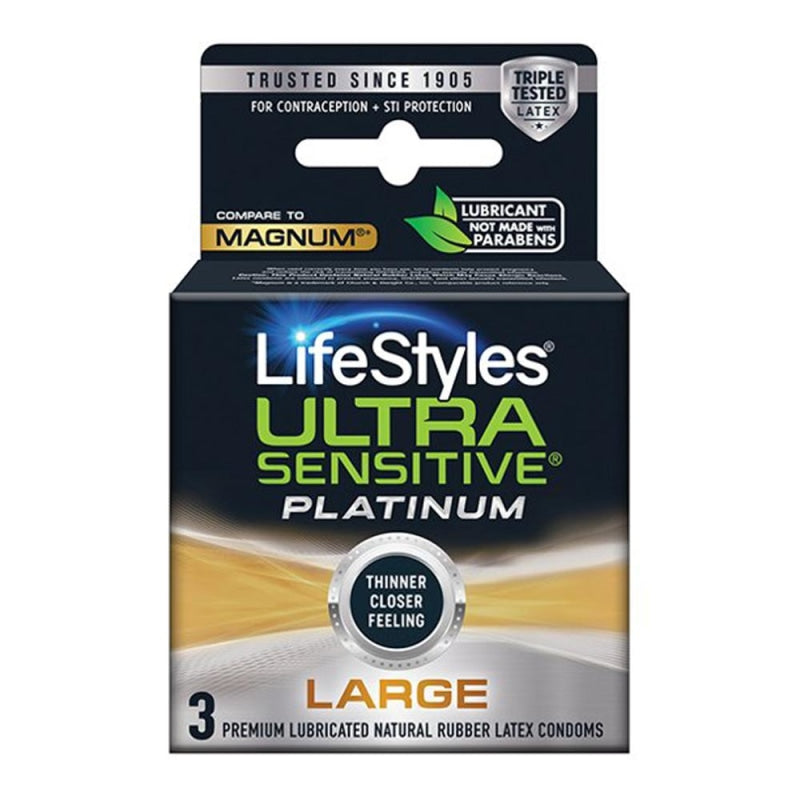 Lifestyles Ultra Sensitive Platinum Large - 3 Pack - Condoms