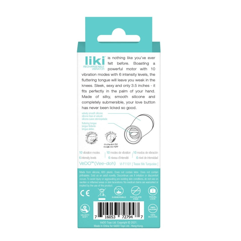 Liki Rechargeable Flicker Vibe - Tease Me Turqoise - Clit Stimulators