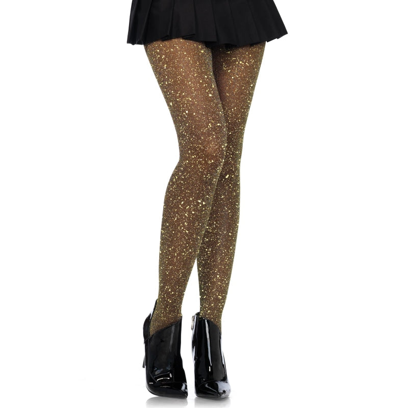 Lurex Tights - One Size - Black/ Gold