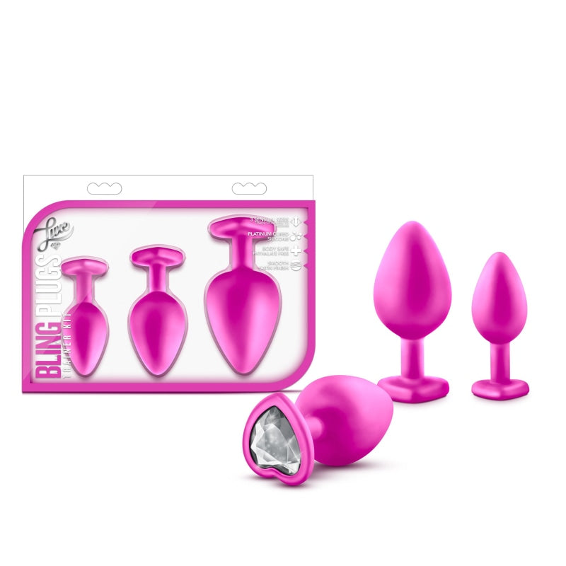 Luxe - Bling Plugs Training Kit - Pink With White Gems BL-395830