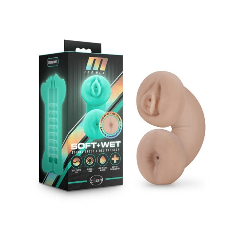 M for Men - Soft and Wet - Double Trouble Glow in the Dark - Vanilla - Masturbation Aids for Males