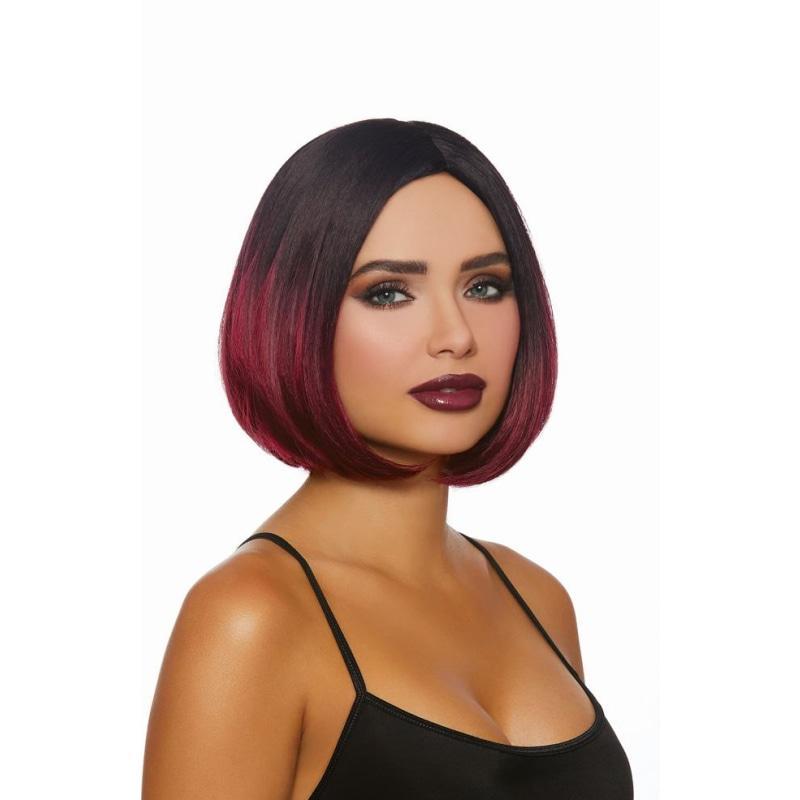 Mid-Length Black and Burgandy Ombre Bob Wig DG-11319MLT