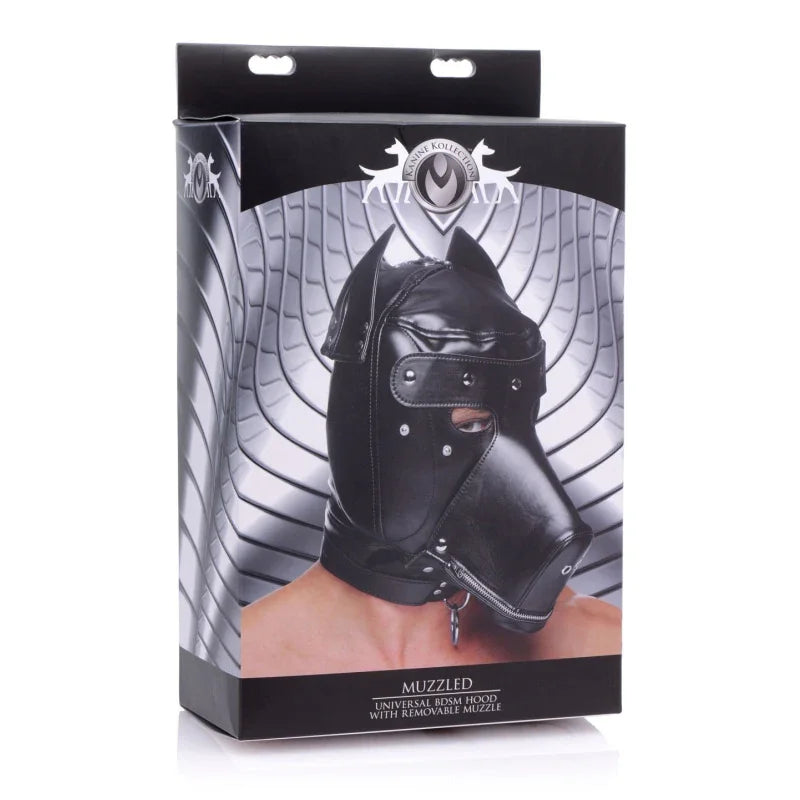 Muzzled Universal BDSM Hood With Removable Muzzle - MyPleasure