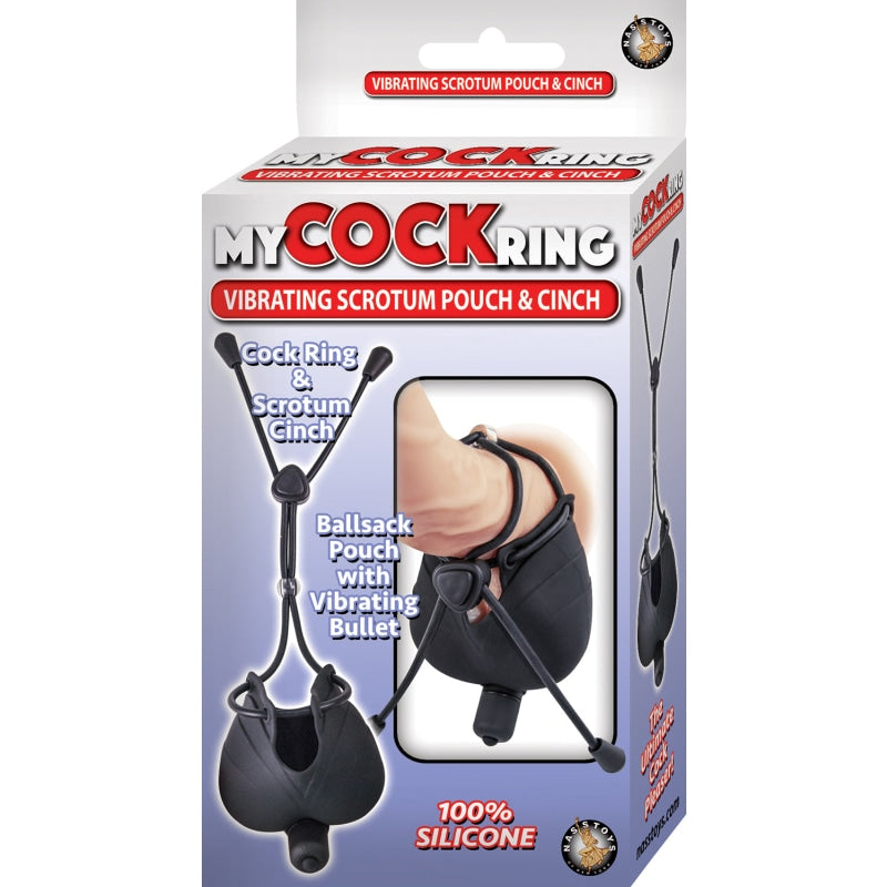 My Cock Ring Vibrating Scrotum Pouch & Cinch -  Black