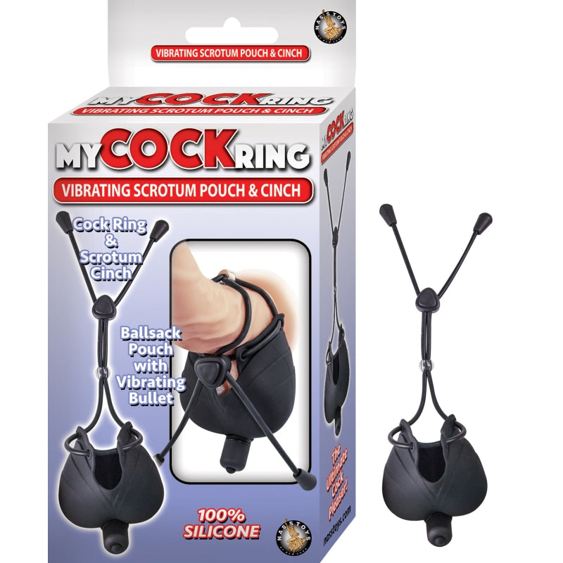 My Cock Ring Vibrating Scrotum Pouch & Cinch -  Black