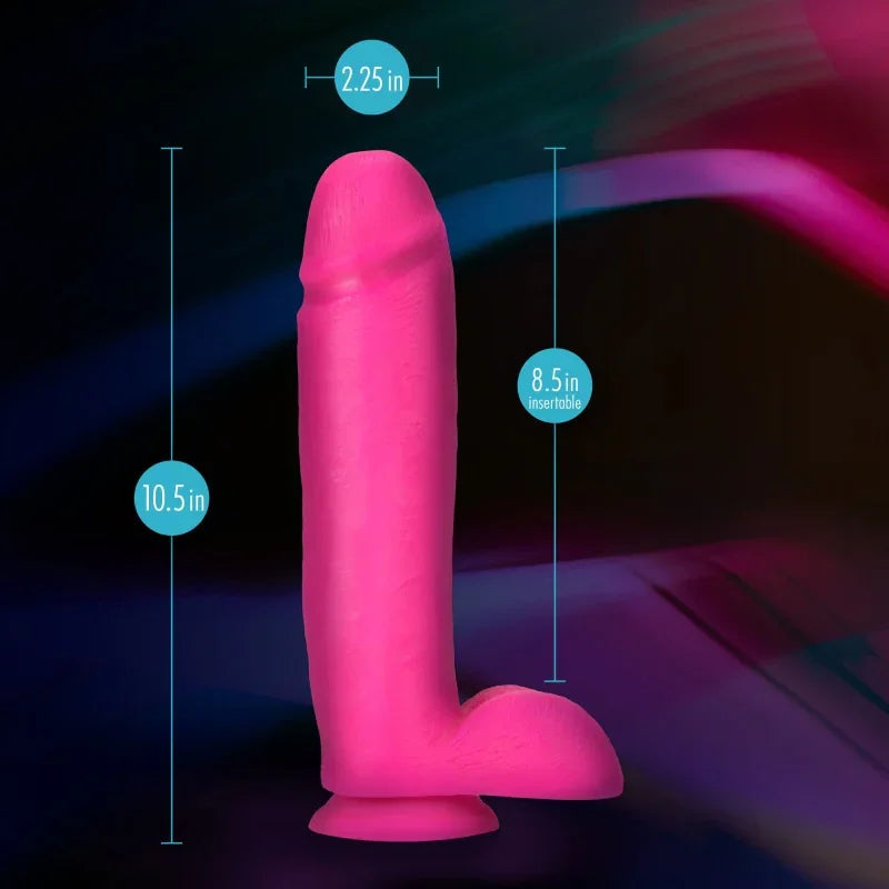 Neo Elite - 10 Inch Silicone Dual Density Cock With Balls - Neon Pink - MyPleasure