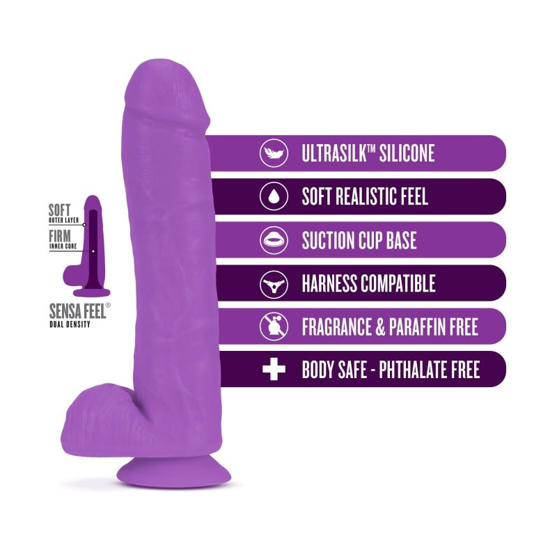 Neo Elite - 11 Inch Silicone Dual Density Cock With Balls - Neon Purple