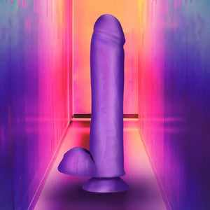 Neo Elite - 11 Inch Silicone Dual Density Cock With Balls - Neon Purple - MyPleasure