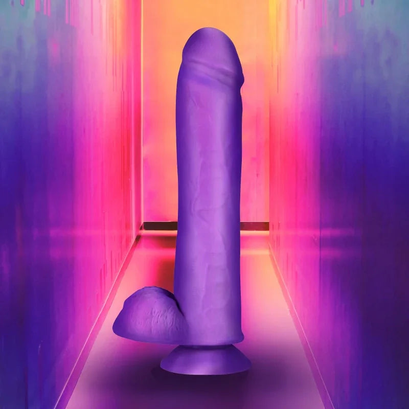 Neo Elite - 11 Inch Silicone Dual Density Cock With Balls - Neon Purple - MyPleasure