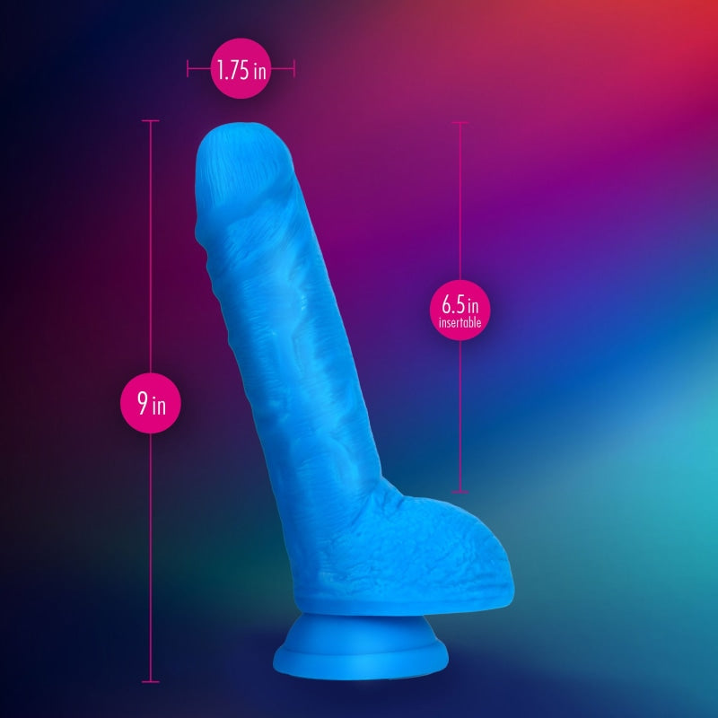 Neo Elite - 9 Inch Silicone Dual Density Cock With Balls - Blue - Dildos & Dongs